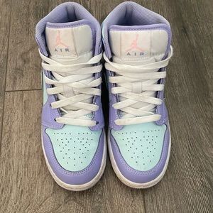 teal and purple nike jordan’s